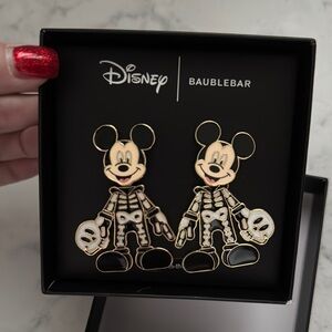 BaubleBar Disney Mickey Skeleton Earrings - Black and White